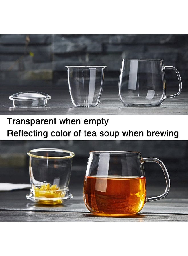 Glass Tea Cup with Infuser and Lid, 17.6oz/520ml Large Borosilicate Teacup,Tea Glass, Clear Mug for Loose Leaf Tea, Blooming Tea, Microwave & Dishwasher Safe - Tea Maker Gift for Birthday. - Image 4